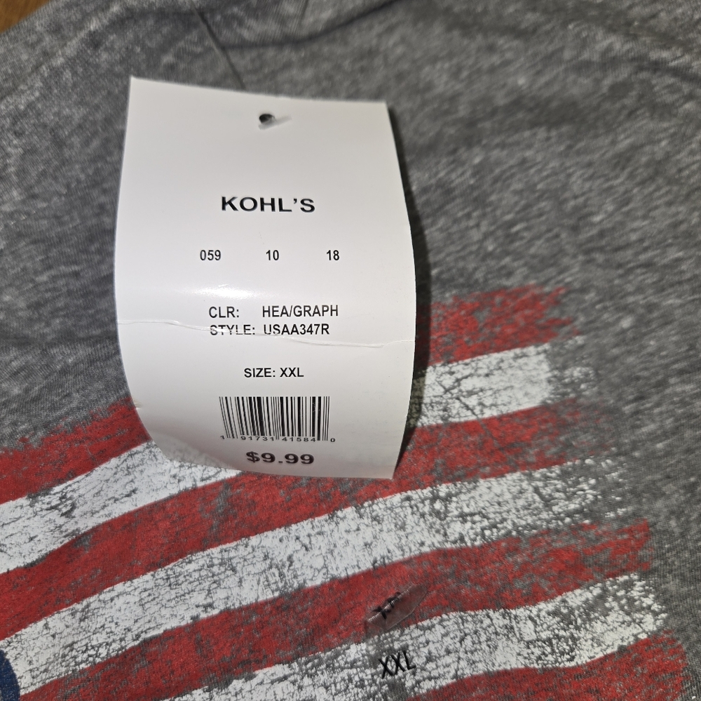 Home of The Brave USA Flag Graphic Gray T-Shirt Size 2XL - Picture 4 of 5